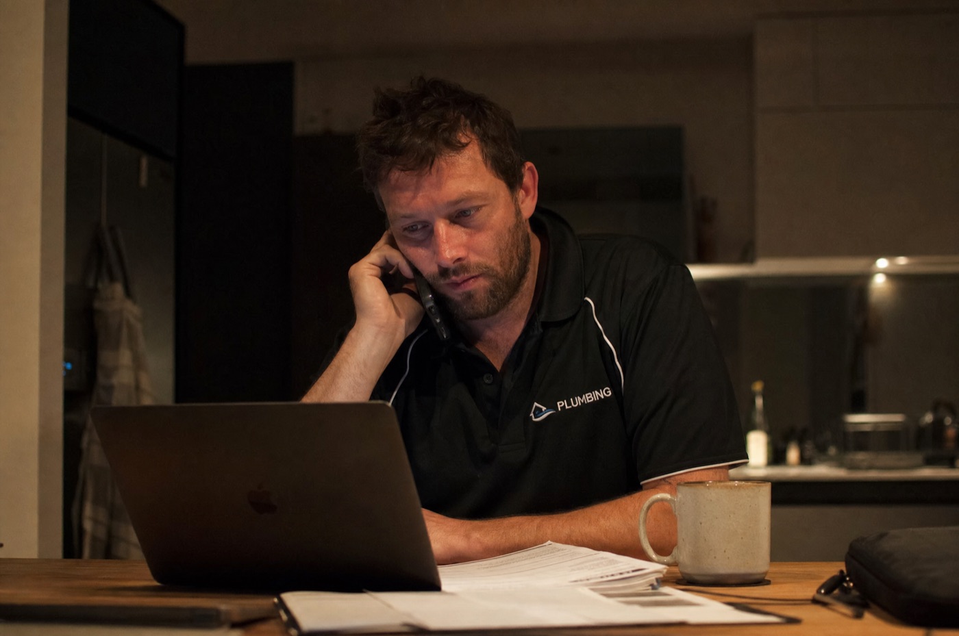 Plumber doing quotes at 9pm, still working at night